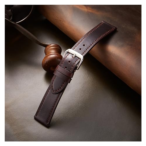 HUKILU yaoqijie Uhrenarmband aus echtem Rindsleder 18 mm 19 mm 20 mm 21 mm 22 mm Öl Wachs Verfärbung Rindsleder Gürtel Business Retro Uhrenarmbänder lasting(Red Brown,19mm) von HUKILU