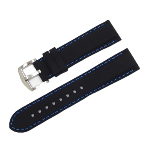 HUKILU yaoqijie Universal-Schnellverschluss-Silikonband 18 mm 20 mm 22 mm 24 mm Uhrenarmband-Bügel wasserdichtes Sport-Gummi-Herren-Ersatzarmband lasting(Black Blue-silver,24mm) von HUKILU