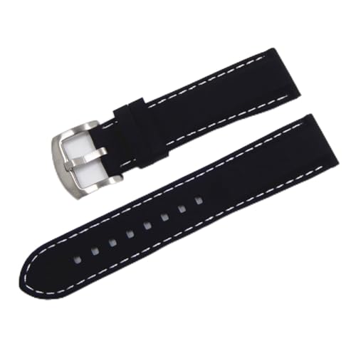 HUKILU yaoqijie Universal-Schnellverschluss-Silikonband 18 mm 20 mm 22 mm 24 mm Uhrenarmband-Bügel wasserdichtes Sport-Gummi-Herren-Ersatzarmband lasting(Black White-silver,22mm) von HUKILU