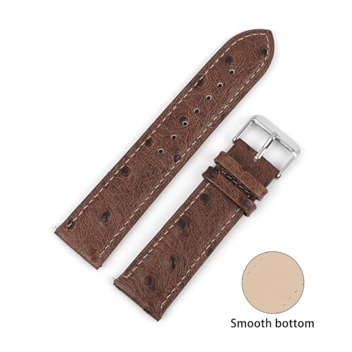HUKILU yaoqijie Vintage echtes Lederarmband 18 mm 20 mm 22 mm Straußenmuster Schwarz Uhrenarmband Gürtel for Herrenuhrenzubehör lasting(Coffee-white line,18mm) von HUKILU
