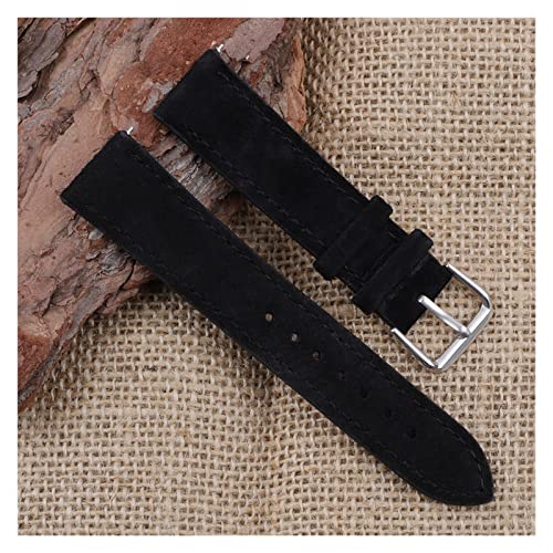 HUKILU yaoqijie Wildleder-Armband 18 mm 19 mm 20 mm 22 mm 24 mm Handgefertigtes Nähte-Armband mit Schnellverschluss for Männer und Frauen lasting(Black,20mm) von HUKILU