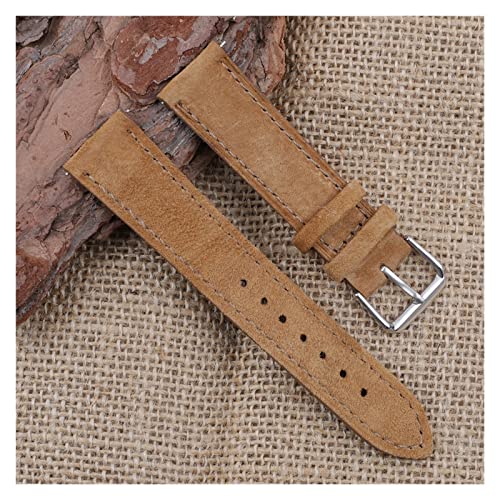 HUKILU yaoqijie Wildleder-Armband 18 mm 19 mm 20 mm 22 mm 24 mm Handgefertigtes Nähte-Armband mit Schnellverschluss for Männer und Frauen lasting(Tan,19mm) von HUKILU