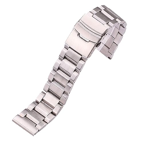 yaoqijie 18 20 22 24 mm Uhrenarmbänder Armband Damen Herren Silber Roségold Schwarz Edelstahl gebürstet Uhrenarmband ersetzen lasting(Silver,24mm) von HUKILU