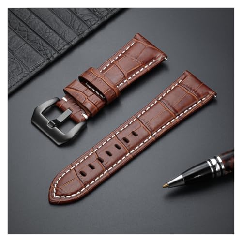 yaoqijie Casual Leder Uhrenarmband Bambus Textur Hohe Qualität Business Band 20 22 24 26mm Uhr Zubehör Armband lasting(Brawn(black buckle),22mm), 22mm, agate von HUKILU