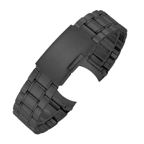 yaoqijie Metallband mit gebogenem Ende, 20 mm, 22 mm, universelles Ersatzarmband for Seiko-Armband, Gürtel for Rolex, Edelstahl-Uhrenzubehör lasting(Black,22mm) von HUKILU