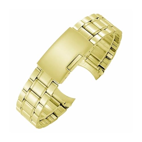 yaoqijie Metallband mit gebogenem Ende, 20 mm, 22 mm, universelles Ersatzarmband for Seiko-Armband, Gürtel for Rolex, Edelstahl-Uhrenzubehör lasting(Gold,22mm) von HUKILU