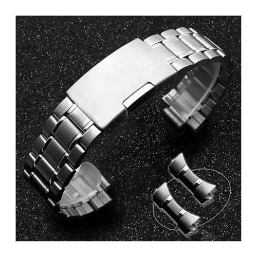 yaoqijie Metallband mit gebogenem Ende, 20 mm, 22 mm, universelles Ersatzarmband for Seiko-Armband, Gürtel for Rolex, Edelstahl-Uhrenzubehör lasting(Silver,22mm) von HUKILU