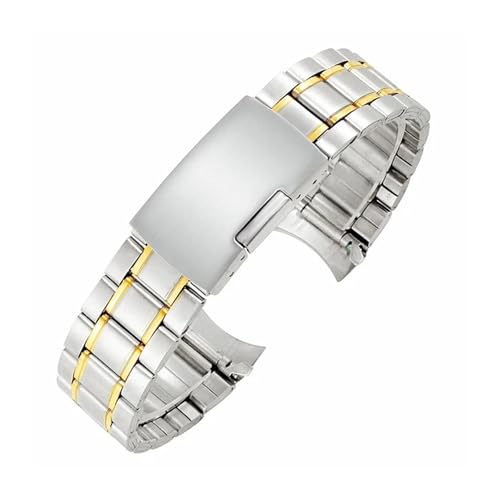 yaoqijie Metallband mit gebogenem Ende, 20 mm, 22 mm, universelles Ersatzarmband for Seiko-Armband, Gürtel for Rolex, Edelstahl-Uhrenzubehör lasting(Silver Gold,20mm) von HUKILU