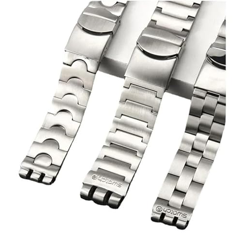 yaoqijie Solides Uhrenarmband aus raffiniertem Stahl for Herren und Damen, for 749 g schweres, dreigabliges, konkav-konvexes Uhrenarmband, 17 mm lasting(SWQ-G01-Steel-23mm) von HUKILU