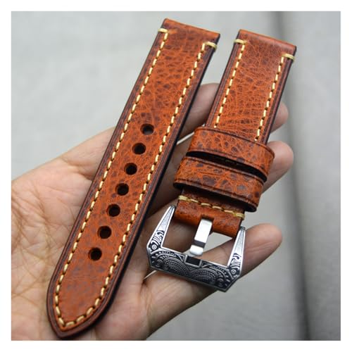 yaoqijie Uhrenzubehör Uhrenarmband Aus Ölwachsleder 20 Mm 22 Mm 24 Mm Uhrenarmband For Panerai Seiko Fossil Herren Gelb Braun Uhrenarmband lasting(20mm) von HUKILU