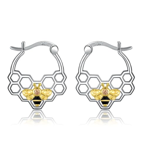 Bienen Ohrringe 925 Sterling Silber Bienen Deko Schmuck Bienen Geschenke für Damen Mädchen von HUKKUN