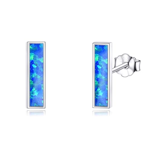 Blaue Opal Mini Stab Ohrringe aus Sterling Silber Opal Stiftlinien Ohrringe schmuck Geschenk für Frauen. von HUKKUN