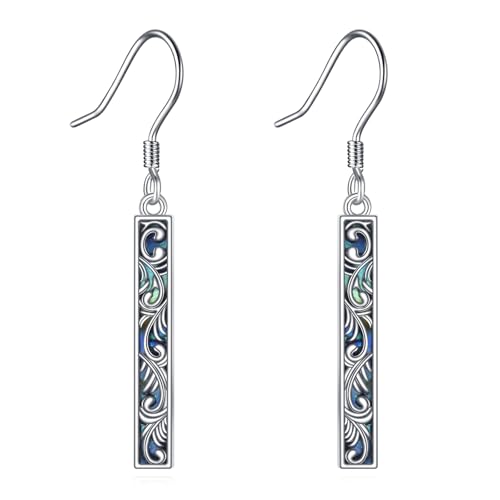 Boho Filigran StabweOhrringe aus Sterlingsilber Lange Abalone-Muschel Dangle Ohrringe Bohemian Schmckgeschenk für Frauen. von HUKKUN