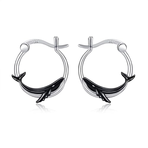 Buckelwal Ohrringe Silber 925 Wal Creolen Klein Buckelwal Schmuck Wal Geschenke Damen von HUKKUN