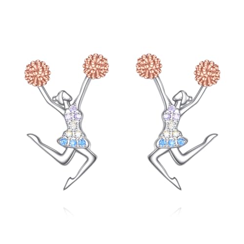 Cheerleader Ohrringe 925 Sterling Silber Cheerleader Schmuck Cheer Accessoires Geburtstagsgeschenke für Cheerleading Liebhaber von HUKKUN