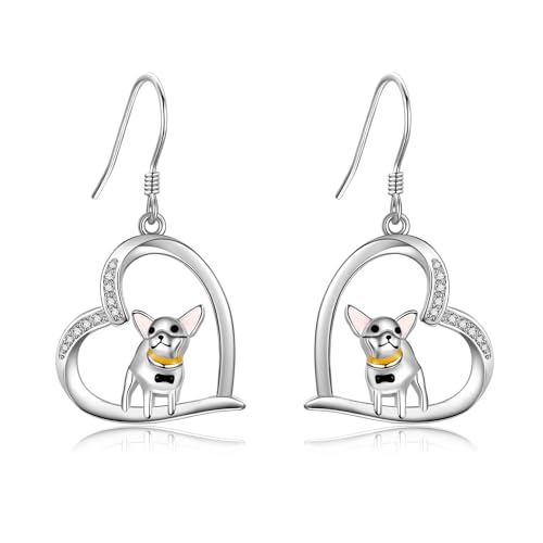 Chihuahua Ohrringe Silber 925 Chihuahua Hunde Ohrhänger Chihuahua Schmuck Damen von HUKKUN