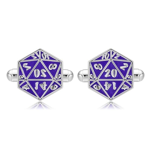 D20 Würfel Manschettenknöpfe für Männer Sterling Silber lila Smoking Hemd Manschettenknöpfe für Groomsman D20 Würfel Manschettenknöpfe für Männer Sterling Silber lila Smoking Hemd Manschettenknöpfe für Groomsman von HUKKUN