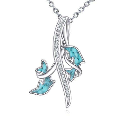 Delfin Halskette Sterlingsilber Delfinen Türkis Halskette Delfinschmuck Strandgeschenke für Frauen von HUKKUN