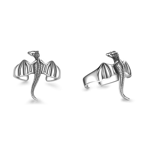 Drachen-Ohr-Manschetten-Ohrringe aus Sterlingsilber mit Drachen-Manschetten für nicht durchdringenden Drachen-Schmuck für Damen und Herren Drachen-Ohr-Manschetten-Ohrringe aus Sterlingsilber mit Drachen-Manschetten für nicht durchdringenden Drachen-Schmuck für Damen und Herren von HUKKUN