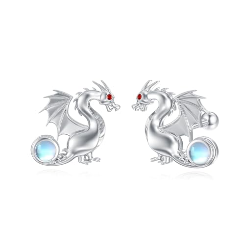 Drachenohrringe Sterlingsilber Drachen Ohrstecker mit Schraubverschluss Drachenschmuck für Damen von HUKKUN