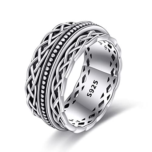 Fidget Ring Silber 925 Ring Keltischer Angst Spinner Ring Keltischer Knoten Schmuck Geschenke Damen Herren von HUKKUN