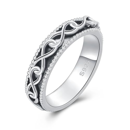 Fidget Ring Silber 925 Spinner Ring Infinity Anxiety Angst Ring Infinity Schmuck Geschenke Damen Herren von HUKKUN