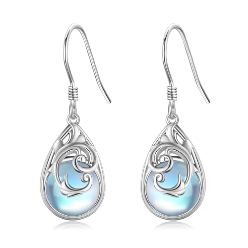 Filigrane Ohrringe Sterlingsilber Tropfen Mondstein Ohrhänger für Boho Schmuck für Frauen Filigrane Ohrringe Sterlingsilber Tropfen Mondstein Ohrhänger für Boho Schmuck für Frauen von HUKKUN