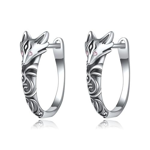 Fox Earrings Sterling Silver Hoop Earrings Fox Jewelry Gifts for Women von HUKKUN