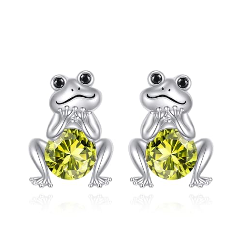 Frosch Ohrstecker 925 Sterling Silber Frosch Ohrringe mit grünen CZ Hypoallergene Frösche Schmuck für Frauen Frosch Ohrstecker 925 Sterling Silber Frosch Ohrringe mit grünen CZ Hypoallergene Frösche Schmuck für Frauen von HUKKUN