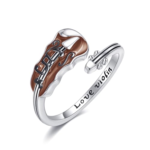 Geigenring Geschenke 925 Sterling Silber Einstellbare Geigenschmuck Geschenke für Frauen Geigerin Geigenring Geschenke 925 Sterling Silber Einstellbare Geigenschmuck Geschenke für Frauen Geigerin von HUKKUN