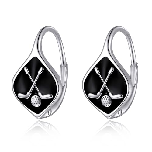 Golf Ohrringe Silber 925 Golf Creolen Ohrringe Golf Schmuck Geschenke für Golferinnen von HUKKUN