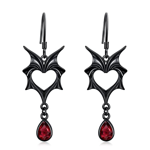 Goth Ohrringe Sterling Silber schwarz Fledermaus Flügel Vampir Ohrringe für Mädchen Fledermausschmuck für Frauen baumeln von HUKKUN