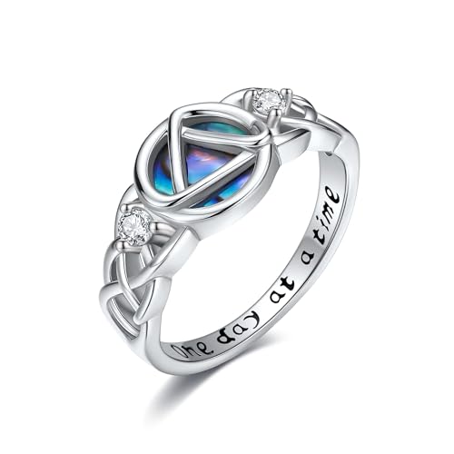 HUKKUN AA Nüchtern Geschenke für Frauen Sterling Silber Nüchternheit Ring Anonyme Alkoholiker Erholung Ringe Nüchternheit Schmuck für Frauen von HUKKUN