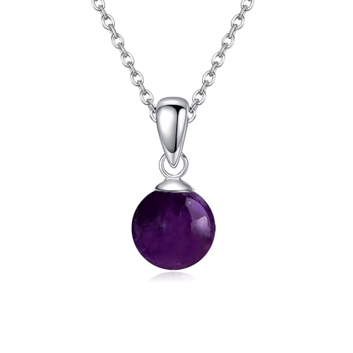 HUKKUN Amethyst Kristall Halskette Sterling Silber lila Kristall Perle Halskette Amethyst Schmuck Geschenk für Frauen HUKKUN Amethyst Kristall Halskette Sterling Silber lila Kristall Perle Halskette Amethyst Schmuck Geschenk für Frauen von HUKKUN