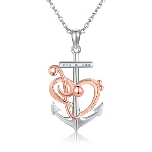 HUKKUN Anker Anhänger Kette Sterling Silber Anker Kette Anker Deko Schmuck Geschenke für Damen von HUKKUN