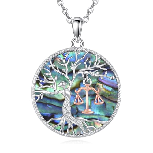 HUKKUN Anwaltsgeschenke Sterlingsilber Waage der Gerechtigkeit Halskette Justitia Halskette Lebensbaumschmuck Abschlussgeschenke für Anwältinnen von HUKKUN