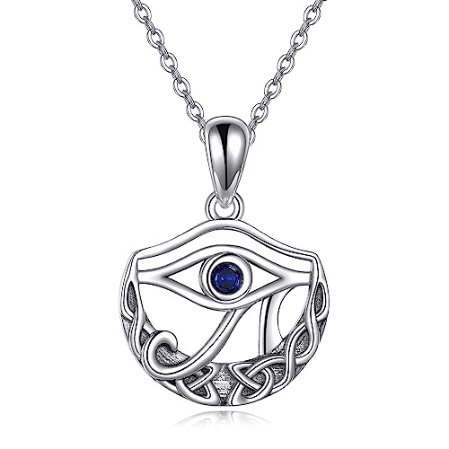 HUKKUN Auge des Horus Halsketten Sterling Silber Keltische Mond Halskette Ägyptisches Amulett Schmuck Geschenk für Frauen von HUKKUN