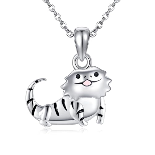 HUKKUN Bartagame Halskette Sterling Silber Eidechse Schmuck Geschenk für Frauen von HUKKUN