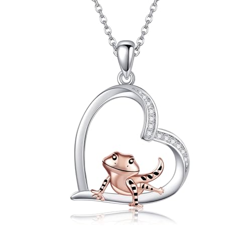 HUKKUN Bartagame Kette Silber 925 Eidechse Anhänger Bartagame Halskette Eidechse Schmuck Bartagame Geschenke Damen von HUKKUN