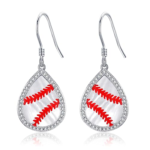 HUKKUN Baseball-Ohrringe Sterling Silber Baseball Dangle Drop Ohrringe Sport Schmuck Geschenke für Frauen Mädchen von HUKKUN