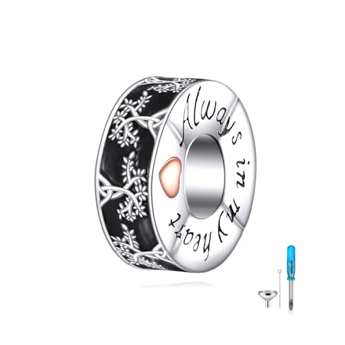 HUKKUN Baum des Lebens Urne Bead Charm Sterling Silber Kremation Charm für Armband Memorial Schmuck Geschenke für Frauen Verlust geliebten Menschen von HUKKUN