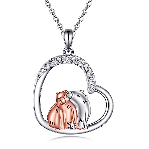 HUKKUN Capybara Geschenke Capybara Kette Silber 925 Capybara Anhänger Halskette Capybara Schmuck für Frauen Mädchen von HUKKUN