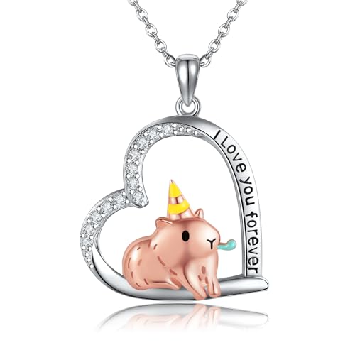 HUKKUN Capybara Geschenke Silber 925 Capybara Kette Geburtstag Capybara Anhänger Halskette Capybara Schmuck für Frauen Mädchen HUKKUN Capybara Geschenke Silber 925 Capybara Kette Geburtstag Capybara Anhänger Halskette Capybara Schmuck für Frauen Mädchen von HUKKUN