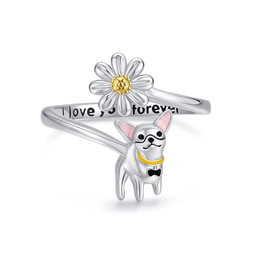 HUKKUN Chihuahua Geschenke Sterlingsilber Hunde Ring Chihuahua Gänseblümchen Hunde Schmuck Damen HUKKUN Chihuahua Geschenke Sterlingsilber Hunde Ring Chihuahua Gänseblümchen Hunde Schmuck Damen von HUKKUN