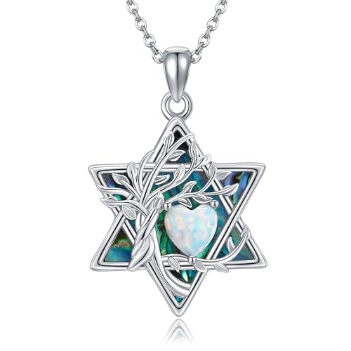 HUKKUN Davidstern Kette Damen Sterlingsilber Lebensbaum Halskette Abalone Muschel Davidstern Schmuck Geschenk HUKKUN Davidstern Kette Damen Sterlingsilber Lebensbaum Halskette Abalone Muschel Davidstern Schmuck Geschenk von HUKKUN