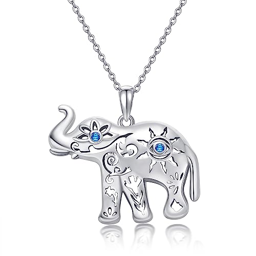 HUKKUN Elefanten Kette Silber 925 Damen Elefant Anhänger Elefanten Schmuck Geschenke für Frauen von HUKKUN