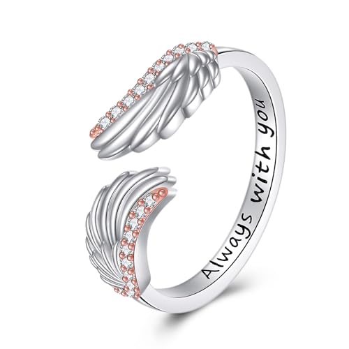 HUKKUN Engelsflügel Ring aus Sterlingsilber verstellbar Feder Zirkonia zierliche Wickelringe mit offenem Daumen für Damen HUKKUN Engelsflügel Ring aus Sterlingsilber verstellbar Feder Zirkonia zierliche Wickelringe mit offenem Daumen für Damen von HUKKUN