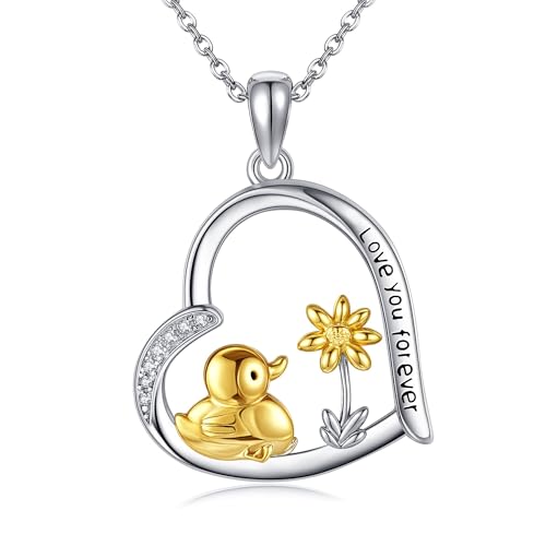 HUKKUN Enten Halskette aus Sterling Silber Enten Sonnenblumen Halskette Enten Schmuck Geschenk für Frauen HUKKUN Enten Halskette aus Sterling Silber Enten Sonnenblumen Halskette Enten Schmuck Geschenk für Frauen von HUKKUN