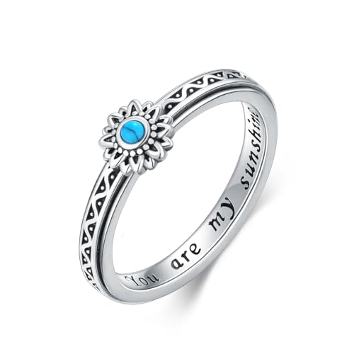 HUKKUN Fidget Ring Silber 925 Sonnenblumen Fidget Ring Angst Sonnenblumen Fidget Schmuck Damen HUKKUN Fidget Ring Silber 925 Sonnenblumen Fidget Ring Angst Sonnenblumen Fidget Schmuck Damen von HUKKUN