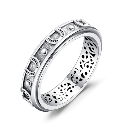 HUKKUN Fidget Ring Sterlingsilber Hufeisen Fidget Spinner Ring Hufeisenschmuck für Damen von HUKKUN